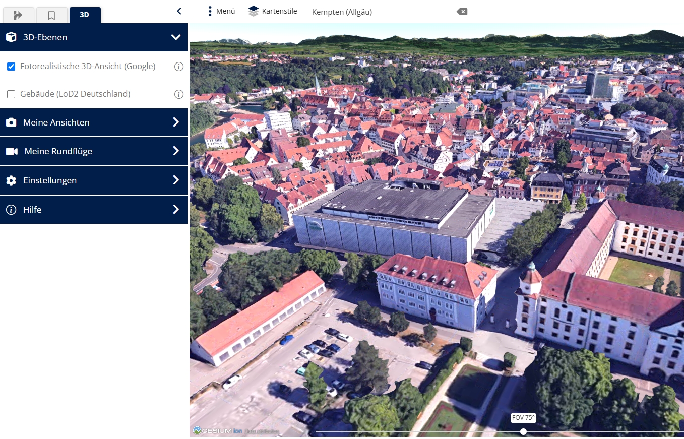 Google 3D Tiles in touvia.MAPS