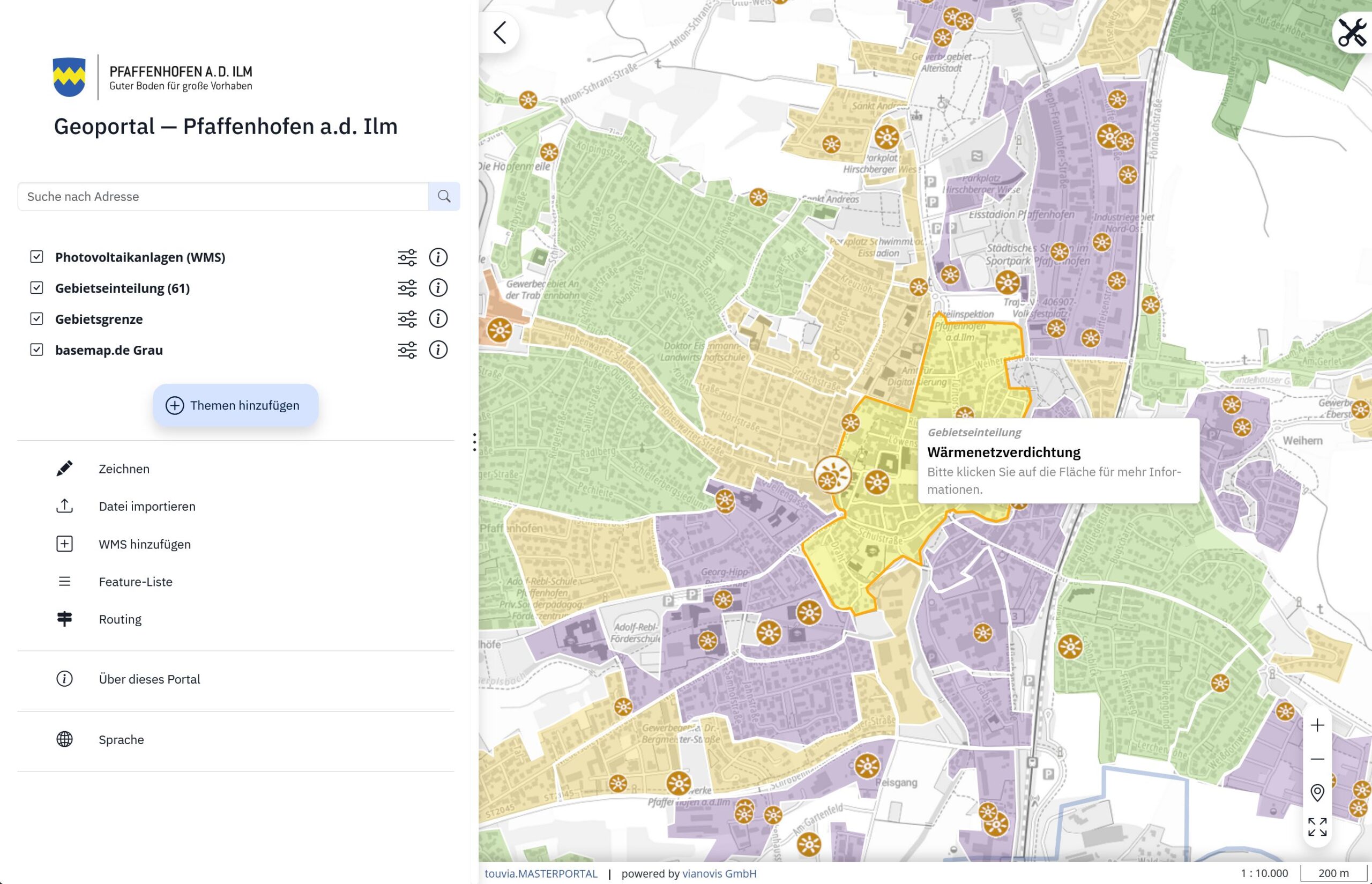 Screenshot Masterportal Stadt Pfaffenhofen